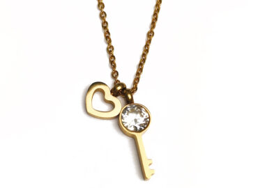 Schlüssel zum Herzen - Halskette - Gold